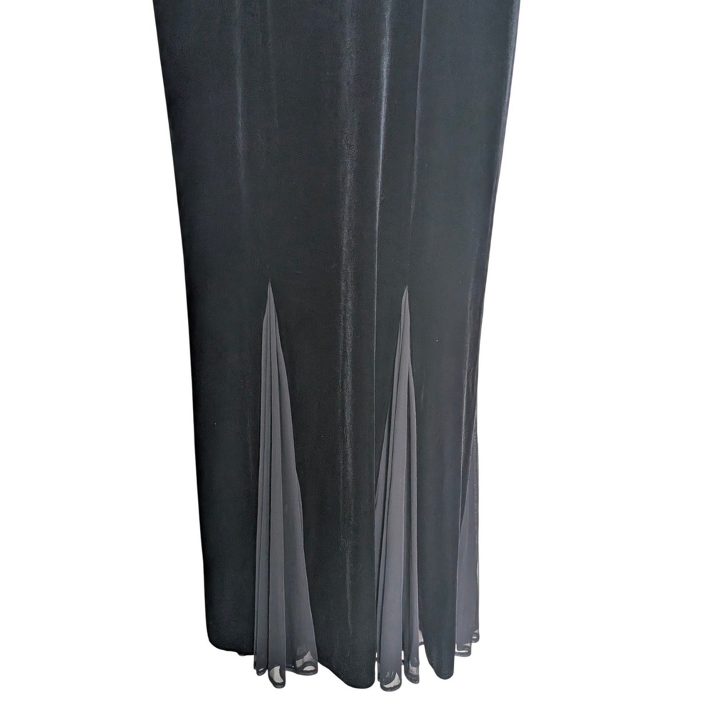 Vintage 90s‎ Black Velvet Beaded Maxi Dress 8 Evening Going Out Elegant Witchy - Picture 4 of 8